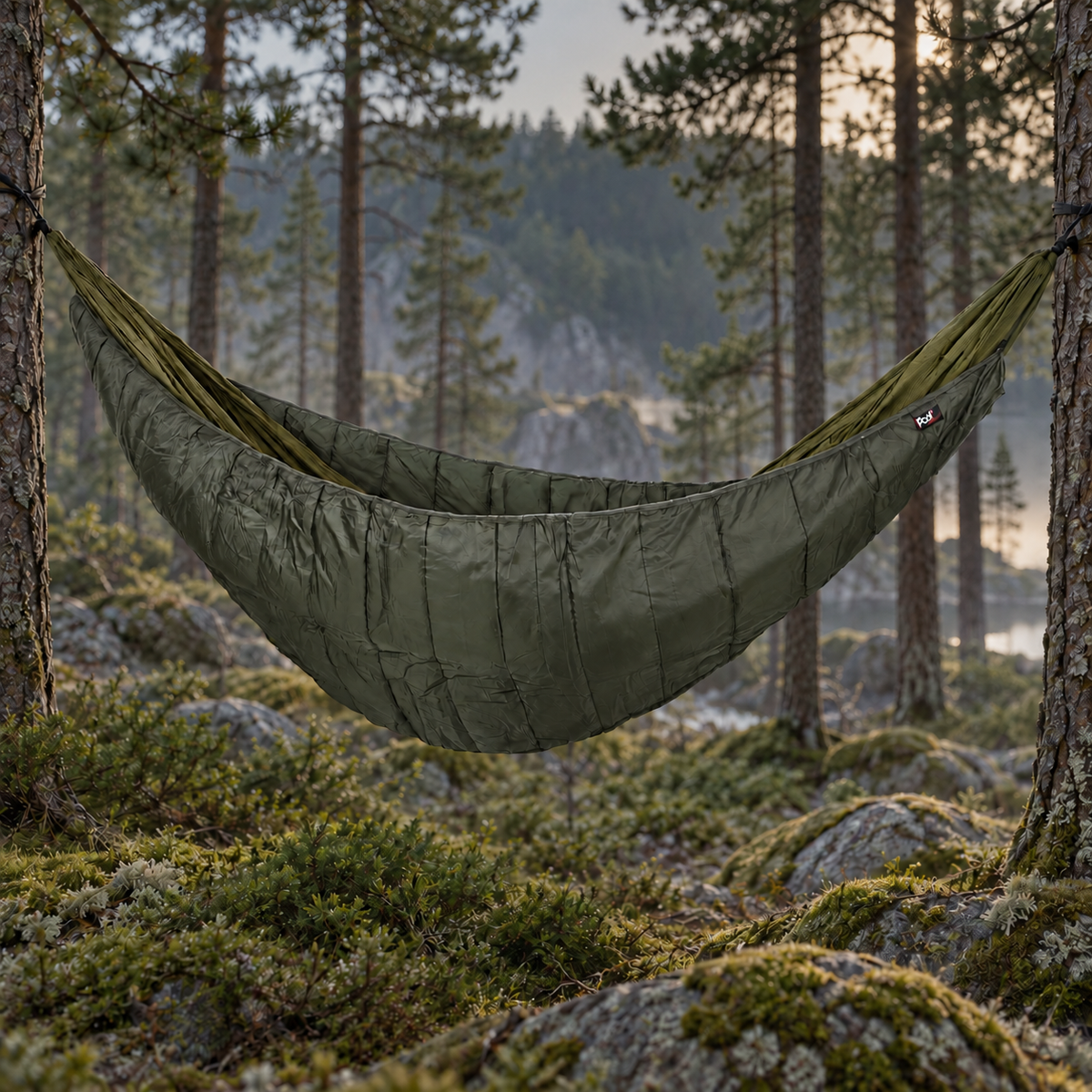Hængekøje Light + Underquilt – Outdoor-sæt i olivengrøn
