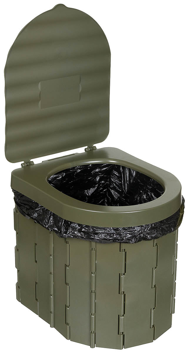 Foldbart campingtoilet i olivengrøn