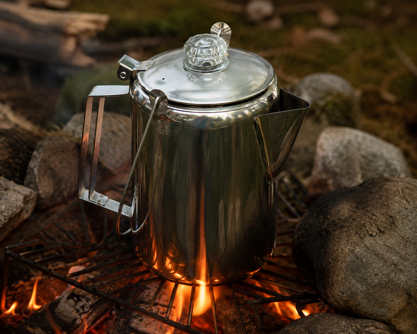 Kaffekande med perkulator, rustfrit stål, til 9 kopper