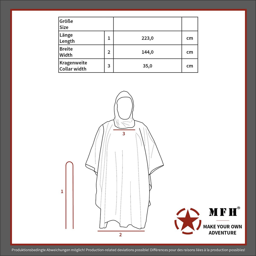 Poncho Rip Stop Woodland – Multifunktionel regnponcho 144 x 223 cm