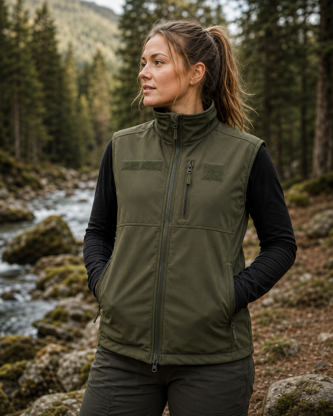 Softshellvest, "Allround", oliven