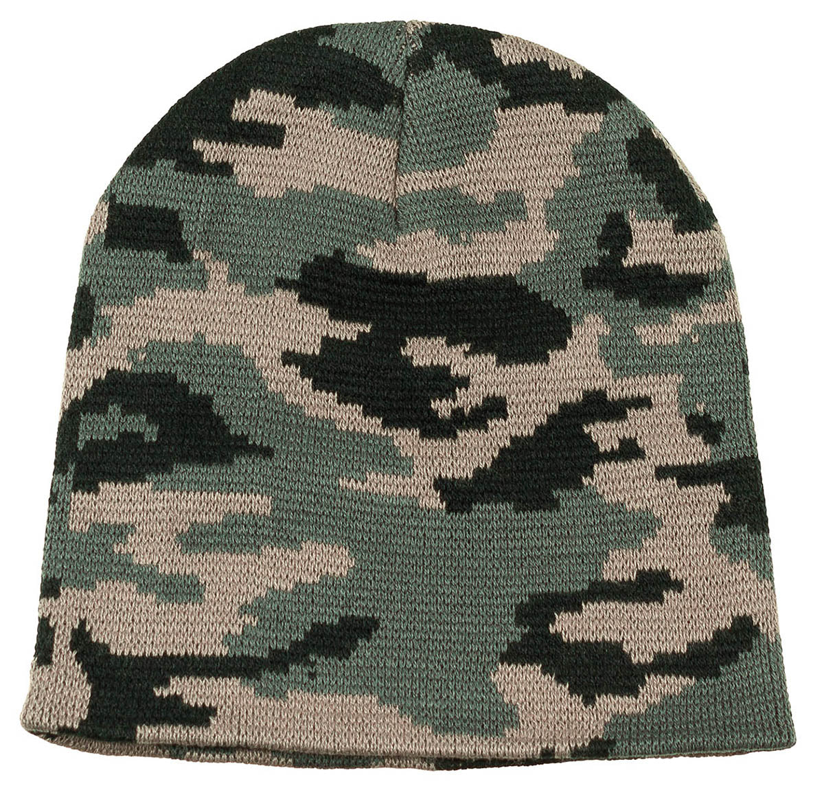 Strikket hue, "beanie", skov, fint strikket