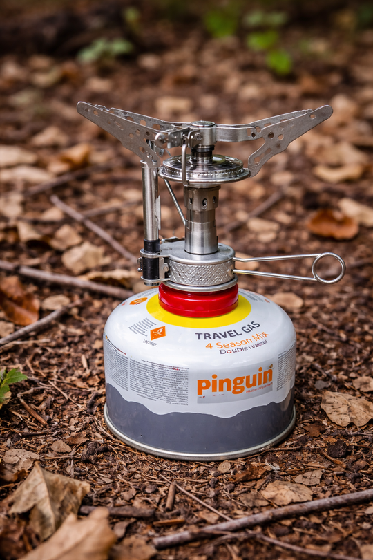 Foldbart camping gasblus med piezo tænding