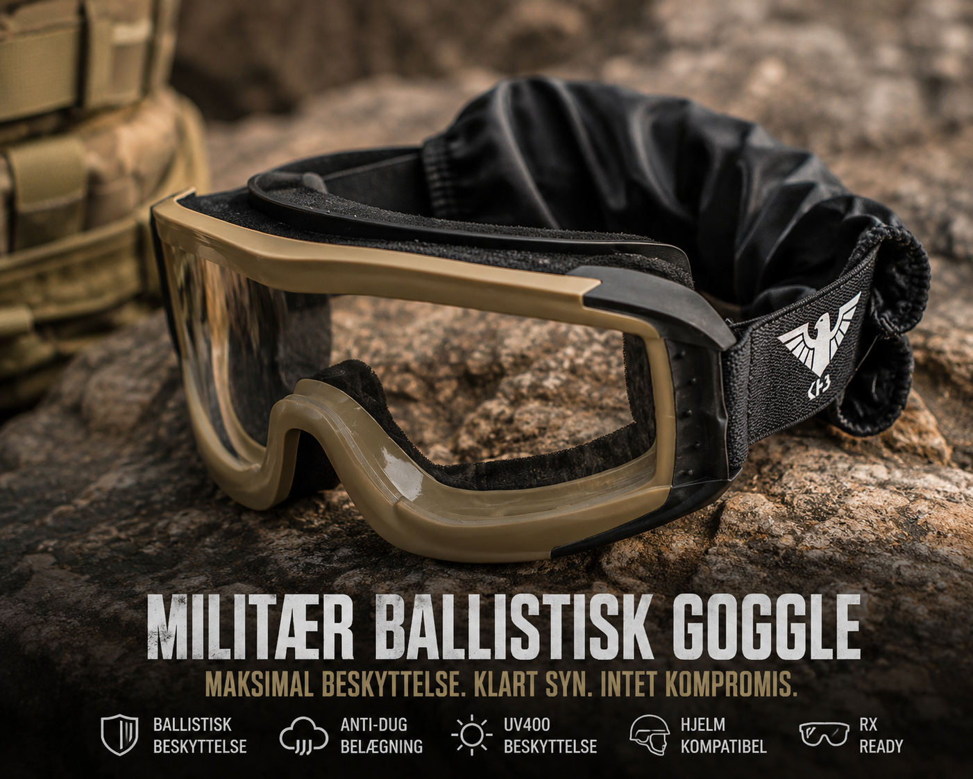 Ballistisk Goggle KHS - Khaki