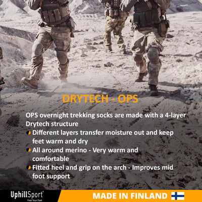 UphillSport OPS Taktisk Sok med Merinould, 4-Lag´s, Drytech (M5)