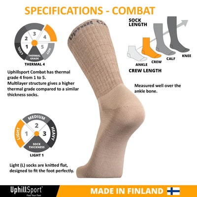 UphillSport COMBAT Taktisk Sok med Merino. 3-Lag´s Duratech, (L4)