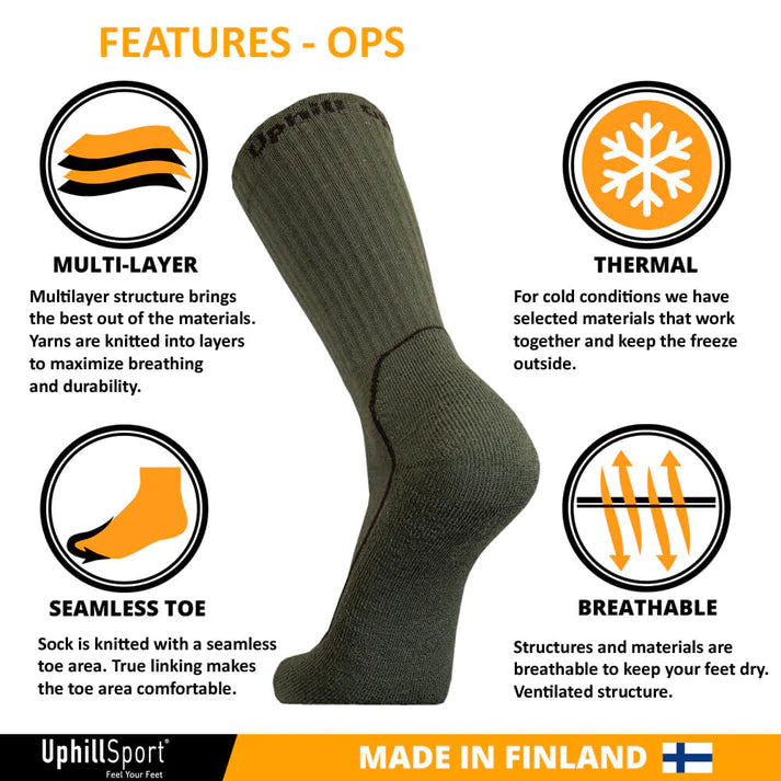 UphillSport OPS Taktisk Sok med Merinould, 4-Lag´s, Drytech (M5)