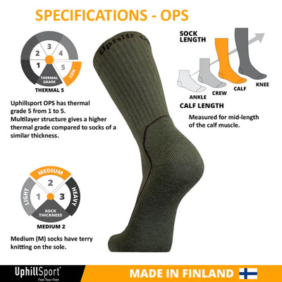 UphillSport OPS Taktisk Sok med Merinould, 4-Lag´s, Drytech (M5)