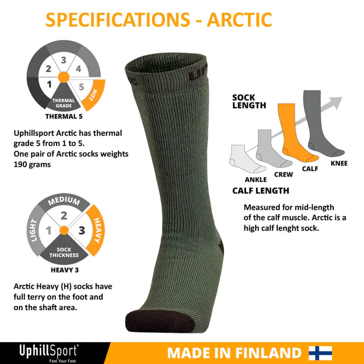 UphillSport ARCTIC Taktisk, Ekstra tyk Merino frotté uldstrømpe (H5)