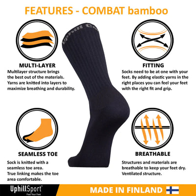 UphillSport COMBAT Taktisk Sok med Bambus. 3-Lag´s Duratech, (L2)