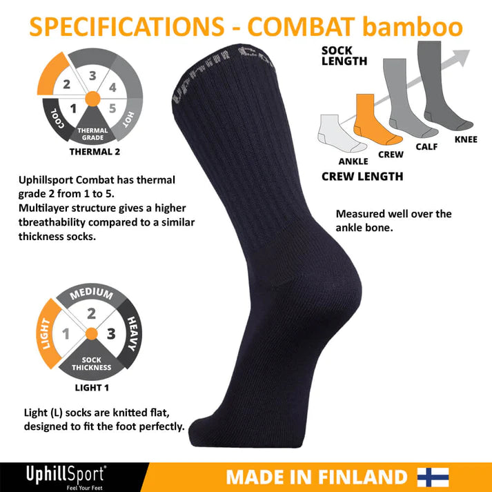 UphillSport COMBAT Taktisk Sok med Bambus. 3-Lag´s Duratech, (L2)