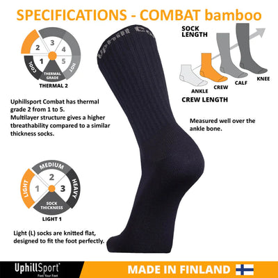 UphillSport COMBAT Taktisk Sok med Bambus. 3-Lag´s Duratech, (L2)