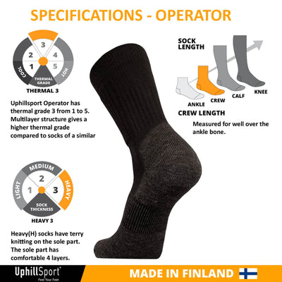 UphillSport OPERATOR Taktisk, M/Bambus & Merino Uld. 4-Lags (H3)